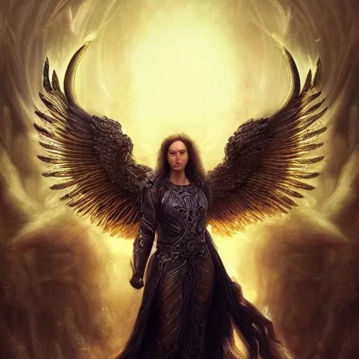 Image similar to Majestic and regal portrait of Archangel Michael, intricate, epic, elegant, menacing, fantasy, highly detailed, digital painting, hard focus, beautiful volumetric lighting, epic light, ultra detailed, by Leesha Hannigan, Ross Tran, Thierry Doizon, Kai Carpenter, Ignacio Fernández Ríos