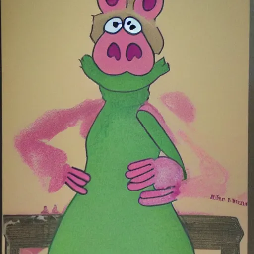 Image similar to of a full body portrait of mrs piggy from the muppets