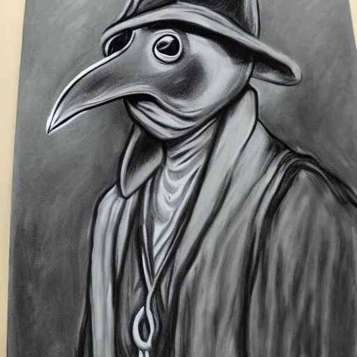 Image similar to Plague doctor charcoal painting