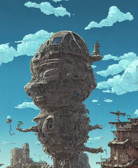 Image similar to simplicity, buildings made out of sea slugs, in the style of a spaceship, skeletons, partly cloudy, spooky, dramatic lighting, by geof darrow, bill sienkiewicz, dan mumford, yusuke murata, makoto shinkai, ross tran, cinematic, unreal engine, cel shaded, featured on artstation, pixiv