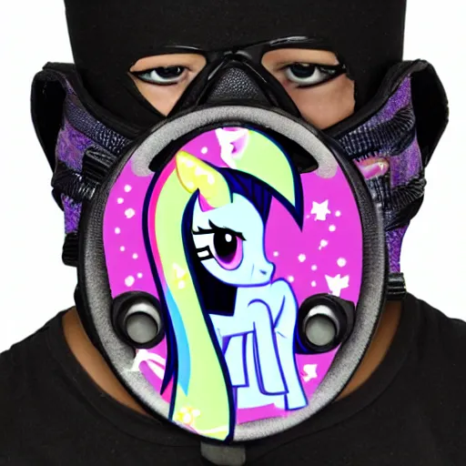 Prompt: My Little Pony themed gas mask