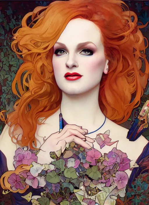 Image similar to jinkx monsoon, painting by artgerm and greg rutkowski and alphonse mucha