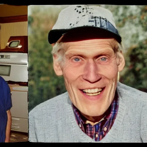 Image similar to A photograph of old Jerma985 in his eighties who looks like Jerma985 wearing a sweater vest in the 2010s, Jerma985, looks like Jerma985, taken in the late 2010s, taken on a 2010s Camera, realistic, hyperrealistic, very realistic, highly detailed, very detailed, extremely detailed, detailed, digital art, trending on artstation, headshot and bodyshot, detailed face, very detailed face