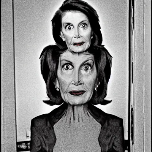 Image similar to found footage of monster that looks like nancy pelosi