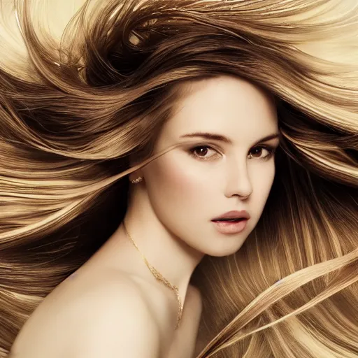 Prompt: portrait photo headshot for pantene by mucha, sharp focus, elegant, render, octane, detailed, award winning photography, masterpiece, rim lit