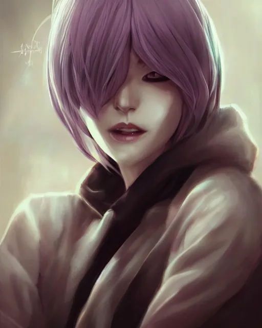 Image similar to beautiful portrait of a Model who looks like Rize Kamishiro, Tokyo Ghoul character design by Ross Tran, artgerm detailed, soft lighting