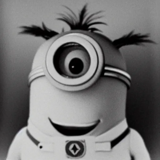 Image similar to old creepy black and white photograph of a minion