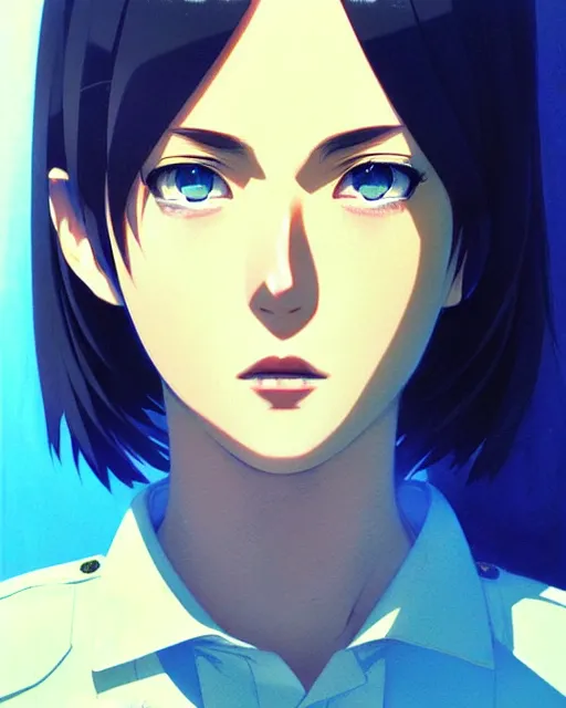 Image similar to police officer | very very anime!!!, fine - face, audrey plaza, realistic shaded perfect face, fine details. anime. realistic shaded lighting poster by ilya kuvshinov katsuhiro otomo ghost - in - the - shell, magali villeneuve, artgerm, jeremy lipkin and michael garmash and rob rey