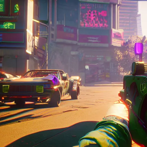 Image similar to pepe frog makes appearance in Cyberpunk 2077. CP2077. 3840 x 2160