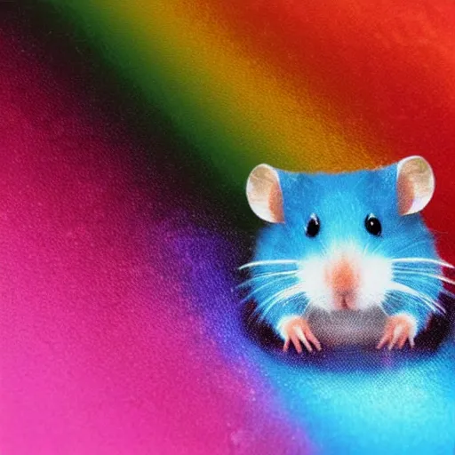 Prompt: a hamster consisting of rainbow gems