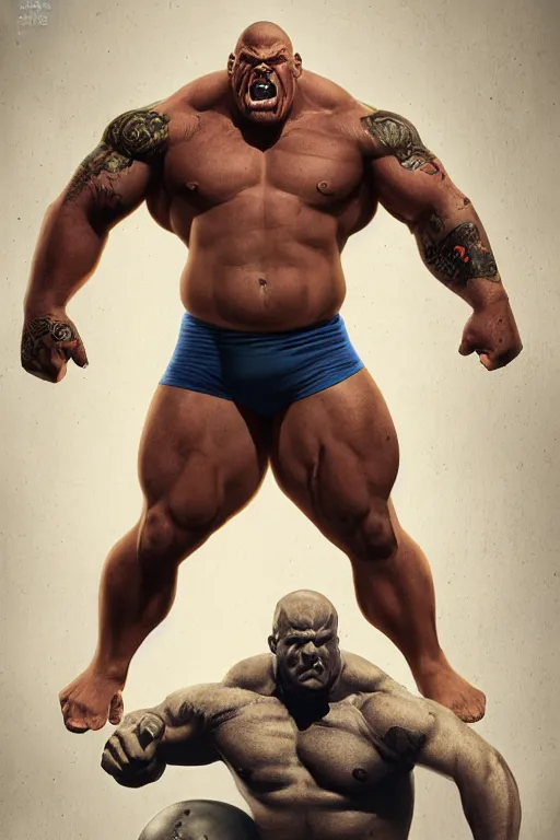 Image similar to upper body and head portrait of huge hulking absurdly muscular martyn ford as marvel character wearing shirt and pants against simple background by alex ross and jack kirby and sergey kolesov and jason fabok and lawrence alma tadema and norman rockwell and greg staples, photoreal, cinematic, 4 k, high detail