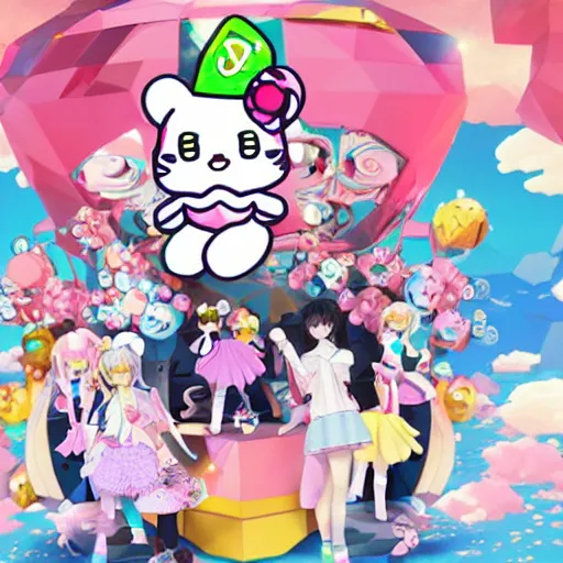 Prompt: Angelic 3D low poly cute anime Jesters, slimy sanrio art maximalism, pastel cute vibes, burberry aesthetic