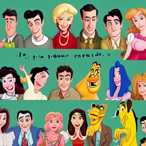 Prompt: of many disney characters that are based on the friends comedy programme characters