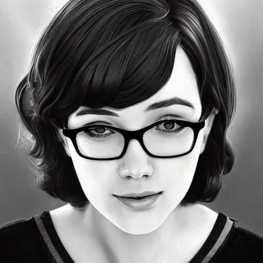 Image similar to velma dinkley portrait, close up, concept art, intricate details, highly detailed photorealistic portrait by michael komarck, adam hughes, seseon yoon, artgerm and warren louw