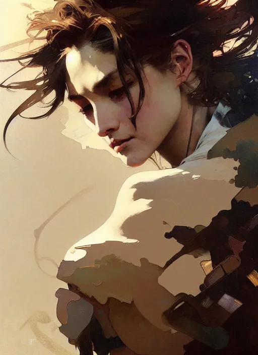 Image similar to beautiful neutral earth toned palette knife painting artwork by yoji shinkawa jeremy mann, 💃, charlie bowater and magali villeneuve and alphonse mucha, gaston bussiere, craig mullins, j. c. leyendecker, by artgerm