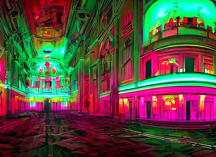 Image similar to cyberpunk neon vatican