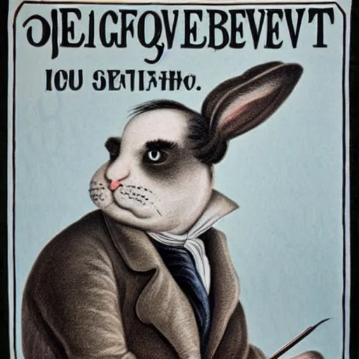 Prompt: an 1 8 0 0 s poster advertising beethoven as a rabbit