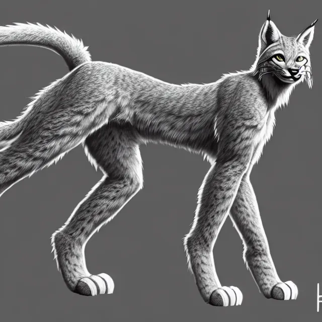 Image similar to the full body of anthropomorphic lynx fursona from behind wearing a steampunk suit as unimaginably beautiful, gorgeous, elegant, young woman with lynx head, an ultrafine hyperdetailed illustration by furaffinity, intricate linework, white fur, unreal engine 5 highly rendered, global illumination, radiant light, detailed and intricate environment, no feral, no taur