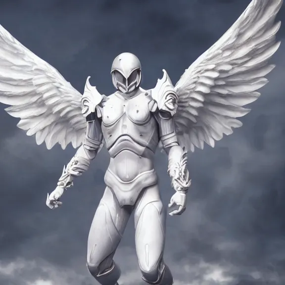 Image similar to cinematic full body shot of a male angel flying over hell, that's a beautiful stunning white armor, elegant pose, flying, detailed arms, detailed white armor, two arms, two legs, detailed fanart, macro art, realistic digital art, DeviantArt, artstation, 3D realistic, 8k HD, octane render