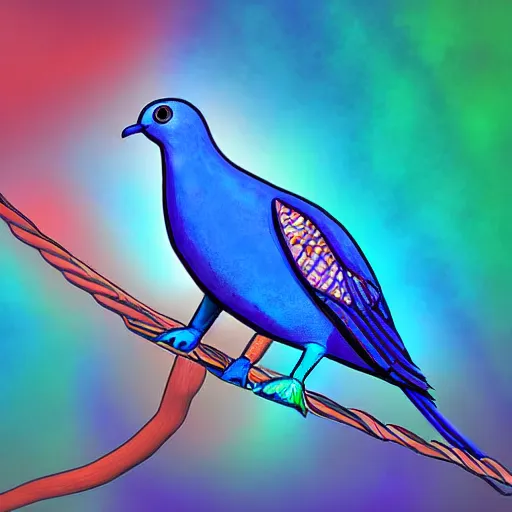 Image similar to An electric blue dove. Colourful. High detail. Unreal 5. God. digital art