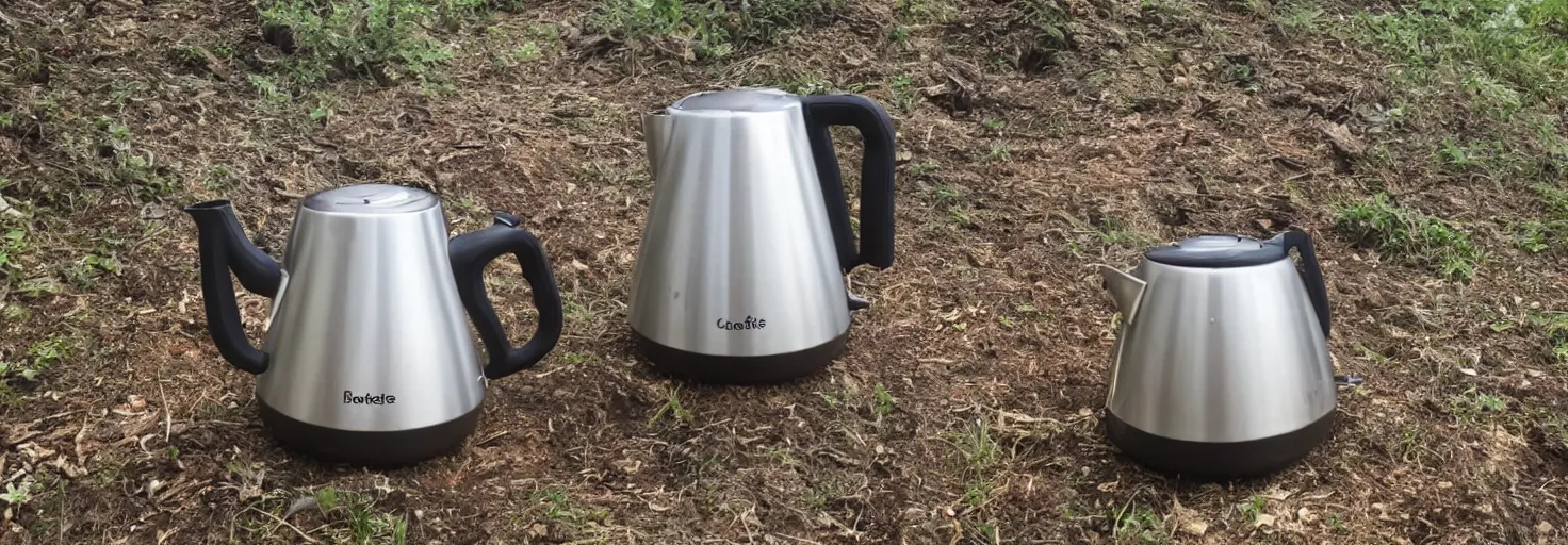 Prompt: Only one kettle that boils, against the background of nature ,