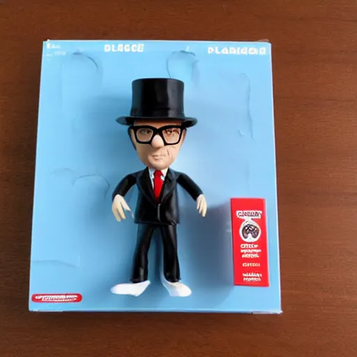 Prompt: eric morecambe, stop motion vinyl action figure, plastic, toy, butcher billy style