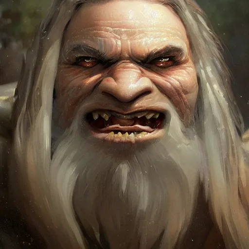 Image similar to a friendly orc taylor, close - up portrait, fantasy character portrait by greg rutkowski, gaston bussiere, larry elmore