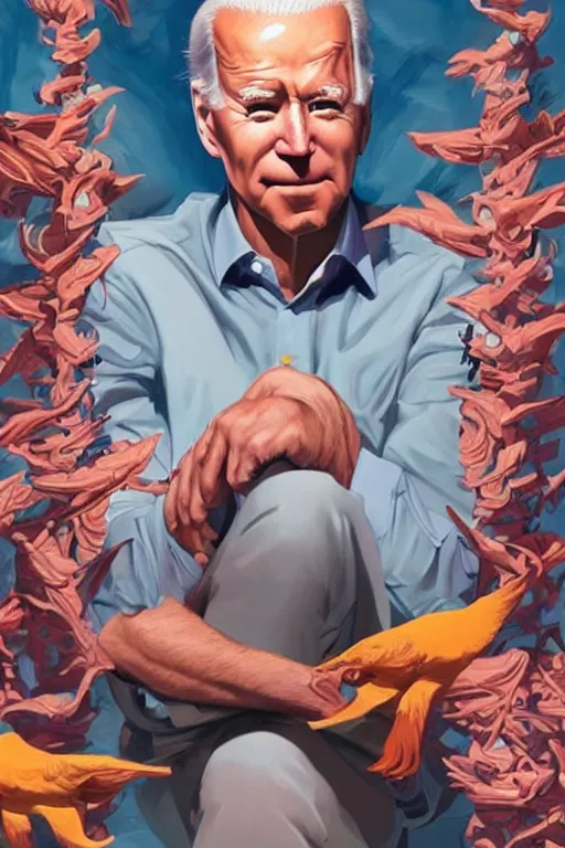 Image similar to joe biden contemplates the future, tristan eaton, victo ngai, artgerm, rhads, ross draws