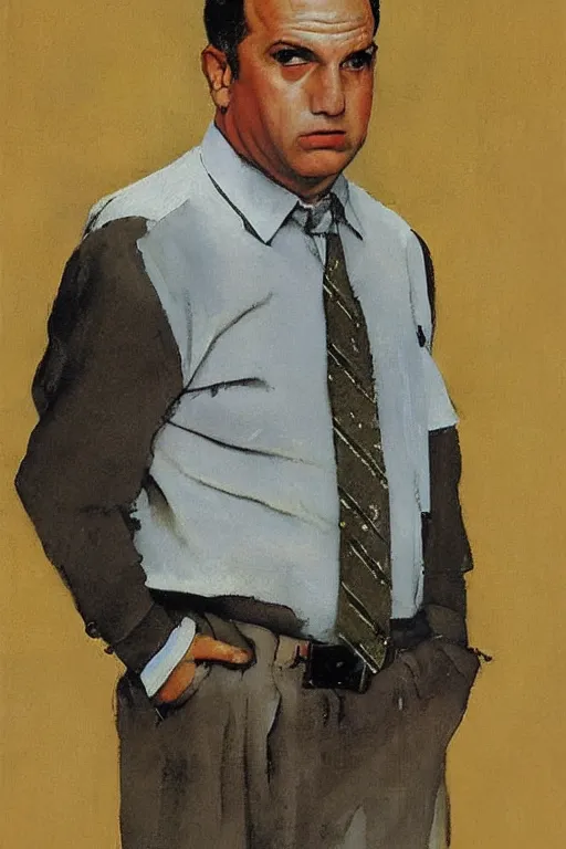 Prompt: paulie gaultieri from the sopranos painted by norman rockwell