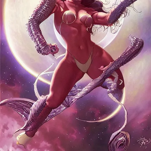 Image similar to the destroyer of worlds, artwork by artgerm, art by Moebius and David Hardy