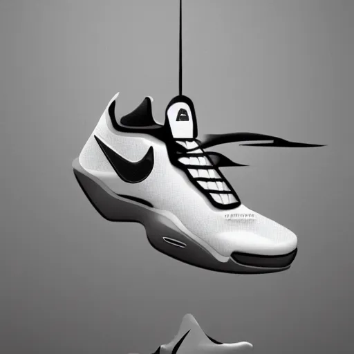 Image similar to Quadrocopter flying nike sneakers, product concept art, detailed