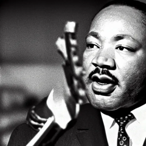 Prompt: martin luther king jr holding a rifle, photorealistic