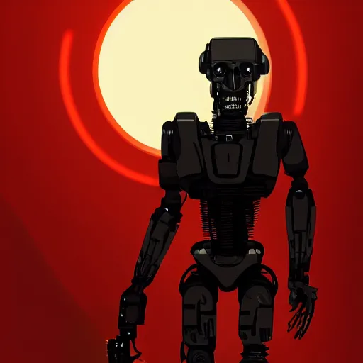 Prompt: James Cameron as the T-800 Terminator, the terminator robot looks exactly like James Cameron, eyes glowing red, ambient lighting, 4k, anime key visual, lois van baarle, ilya kuvshinov, rossdraws, artstation