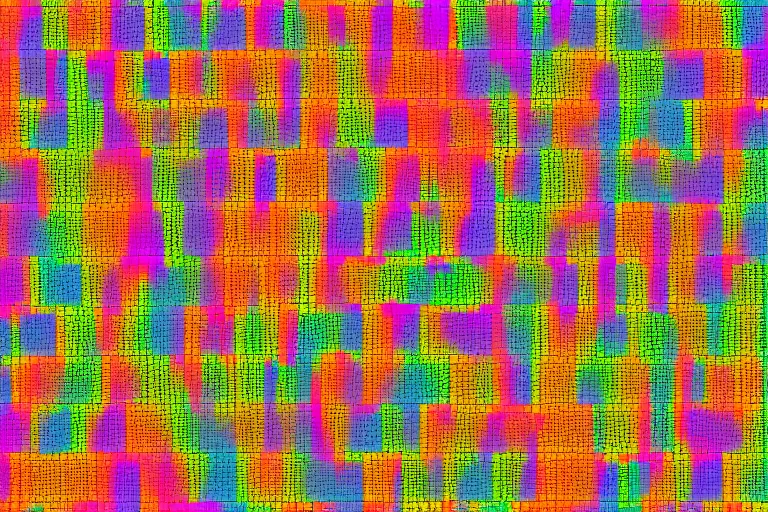 Prompt: wall made of thousands of vertical rectangles, different colors, perlin noise pattern, front elevation, backlight