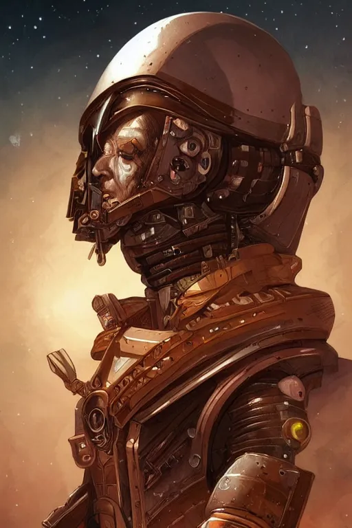 Image similar to Portrait of deadly space pirate warrior, spaceship wreckage, metabaron, stars, sun, planets, highly detailed, dune saga, digital painting, artstation, concept art, smooth, sharp focus, illustration, art by Juan Giménez ,