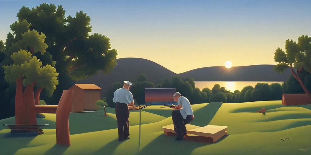 Prompt: the painter, summer evening, kenton nelson