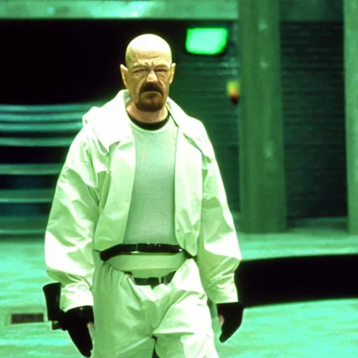 Image similar to movie still of walter white as Neo in Matrix (1999)