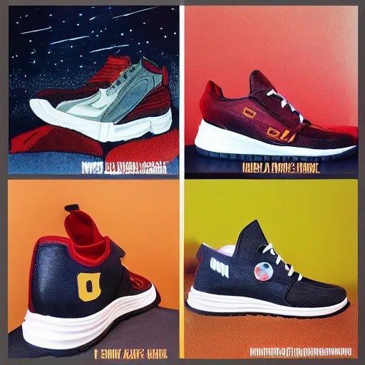 Prompt: Sneakers based off the universe and ironman