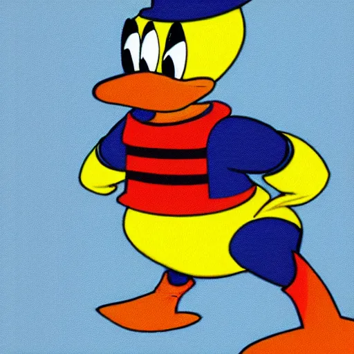 Image similar to Donald duck in the style of Mondrian