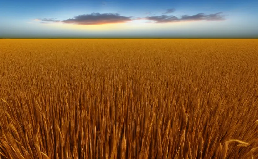 Image similar to black slush flying through a wheat-field, dusk, sunrise, 2003 still from pixar, 4k