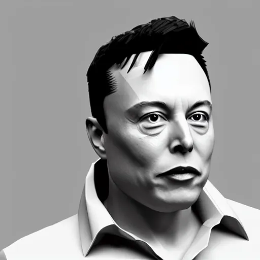 Image similar to elon musk, low - poly 3 d model, rendered in octane, ambient occlusion