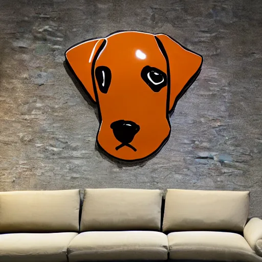 Image similar to a large lamp, shaped as a 3d beagle puppy head, placed in a large living room, art designers magazine HD photo superrealism 3d 8k resolution