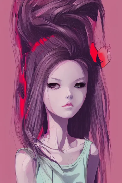 Prompt: concept art painting of a demonic barbie, artgerm, moebius, inio asano, toon shading, cel shading, calm, tranquil, vaporwave colors,