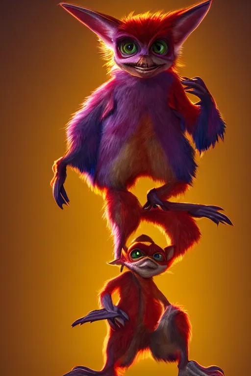 Prompt: colorful full body shot of gizmo gremlin and grogu, trending on artstation, trending on deviantart ,cinematic backlighting, 8k, symmetrical, correct proportions, hyper detail