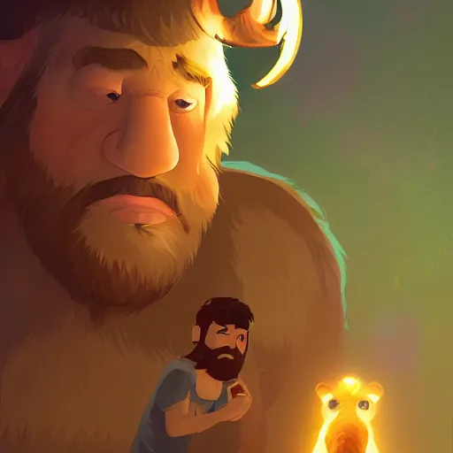 Image similar to a caveman using an iphone while a wooley mammoth and sabertooth tiger look over his shoulder at the glowing screen, ambient lighting, 4k, lois van baarle, ilya kuvshinov, rossdraws, artstation