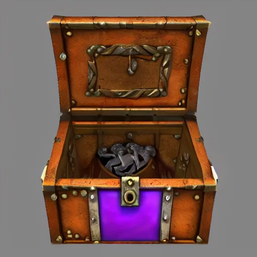 Prompt: a DND treasure chest shaped mimic with sharp teeth and a large purple tongue, concept art, trending on artstation 3D.