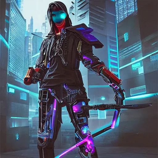 Prompt: cyberpunk scythe weapon