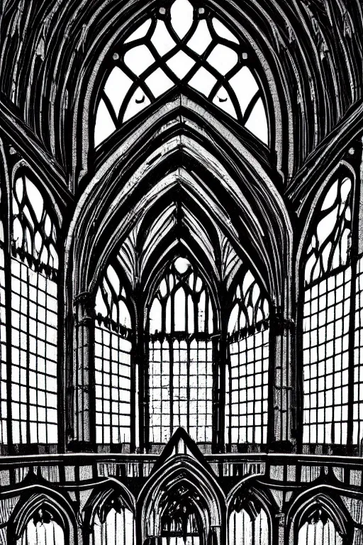 Prompt: a beautiful linocut print on paper of st pancreas interior, london, 8 k, frostbite 3 engine, cryengine, dof, trending on artstation, digital art, crepuscular ray, by gail brodholt