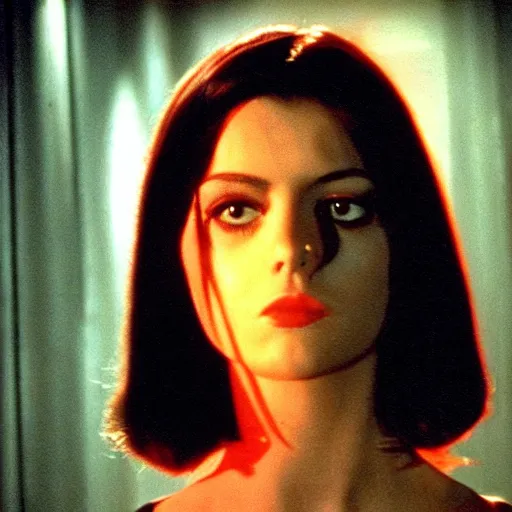 Image similar to still of a giallo film, directed by dario argento, shot on 3 5 mm film, beautiful woman, black hair, dramatic lighting