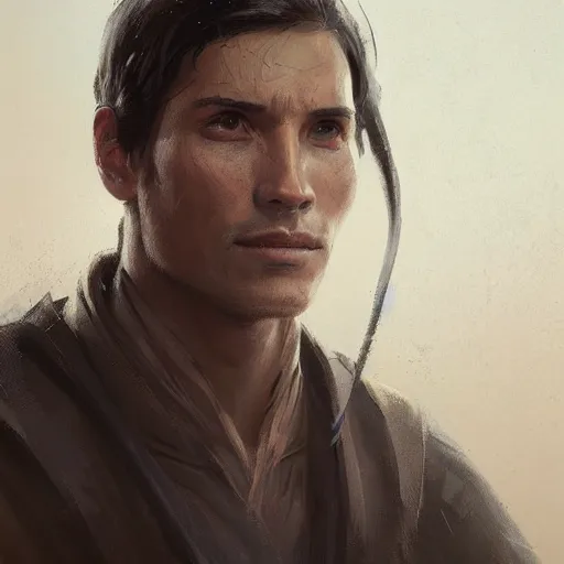 Prompt: portrait of a man by Greg Rutkowski, Ezra Bridger, from the Star Wars Expanded Universe, he is about 60 years old, highly detailed portrait, digital painting, artstation, concept art, smooth, sharp foccus ilustration, Artstation HQ